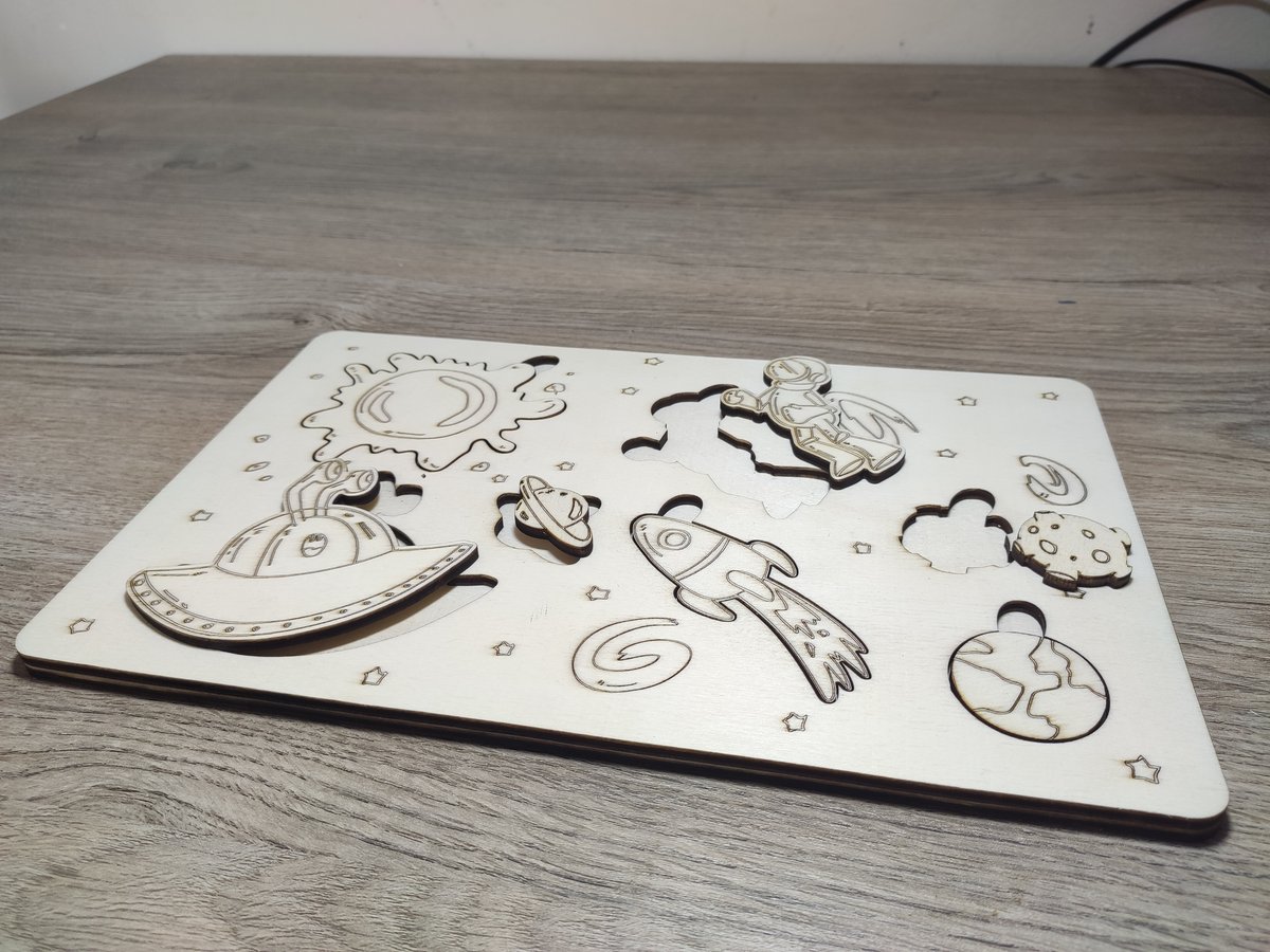 Uzay Yolculuğu Temalı Boyanabilir Ahşap Puzzle