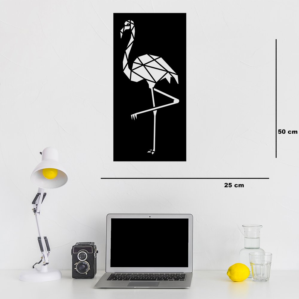 Geometrik Flamingo Ahşap Duvar Süsü (Dikey Pano)