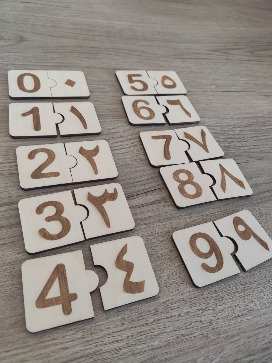 Arapça Sayılar Eşleştirme Ahşap Puzzle (0-9)