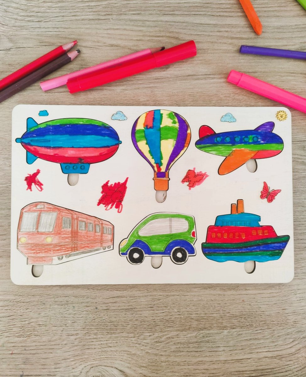 Araç & Taşıt Temalı Boyanabilir Ahşap Puzzle