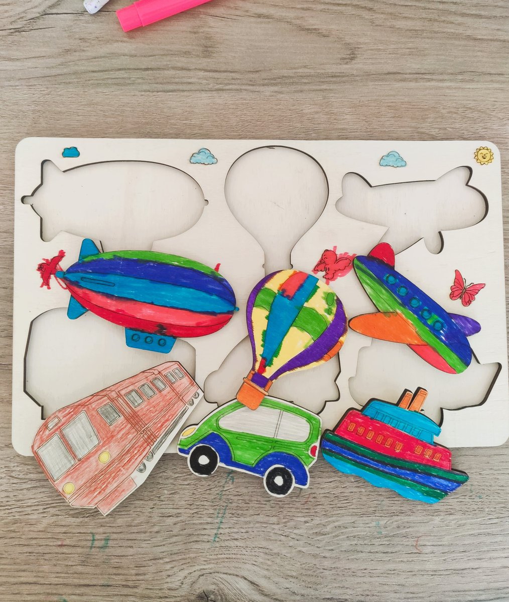 Araç & Taşıt Temalı Boyanabilir Ahşap Puzzle