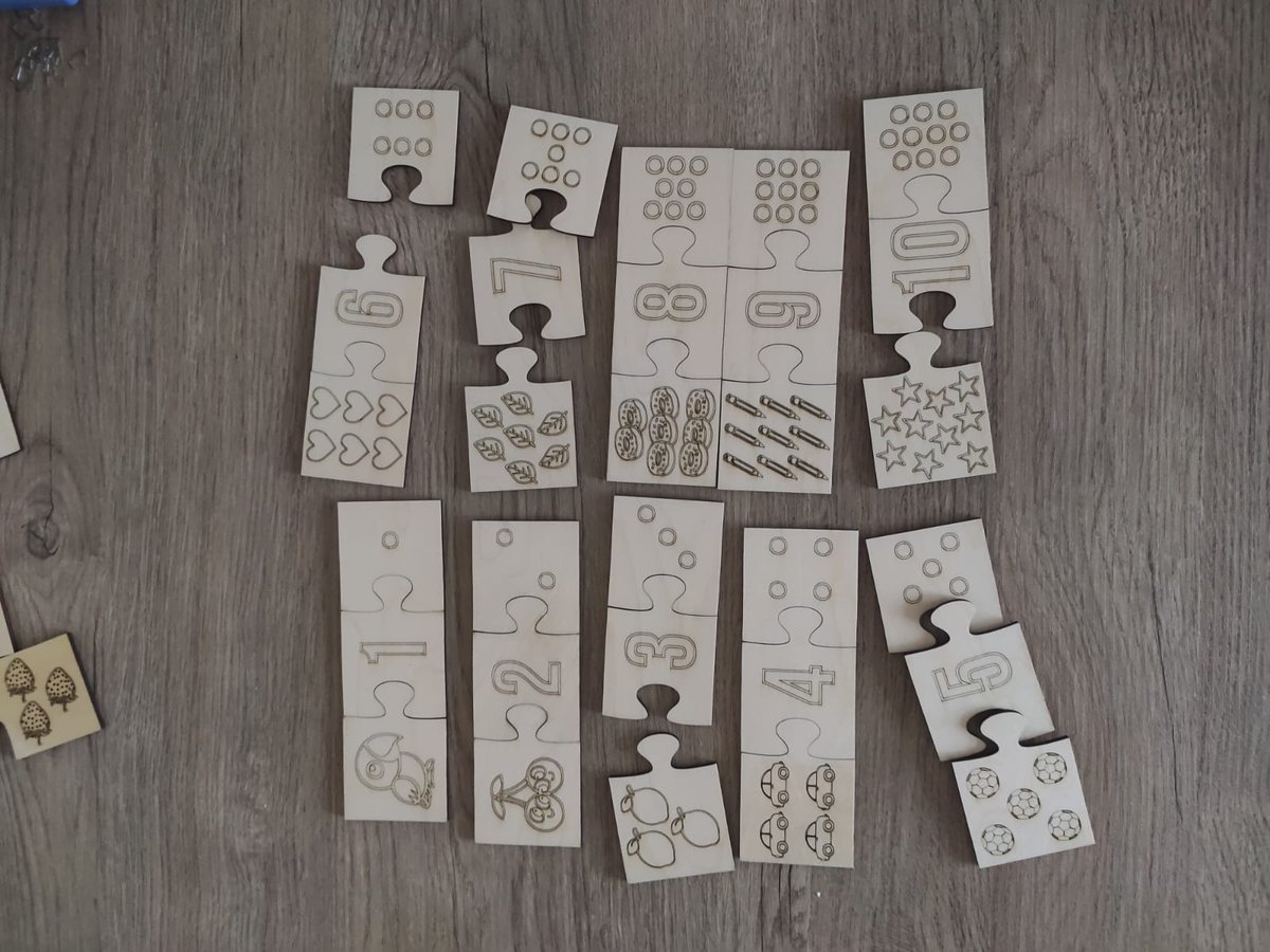 Sayı Eşleştirme Ahşap Puzzle — Görsel + Rakam (1-10)
