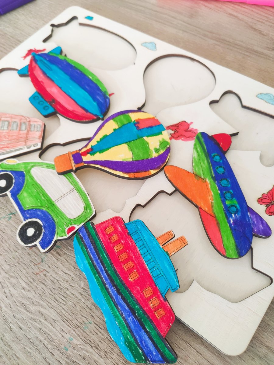 Araç & Taşıt Temalı Boyanabilir Ahşap Puzzle