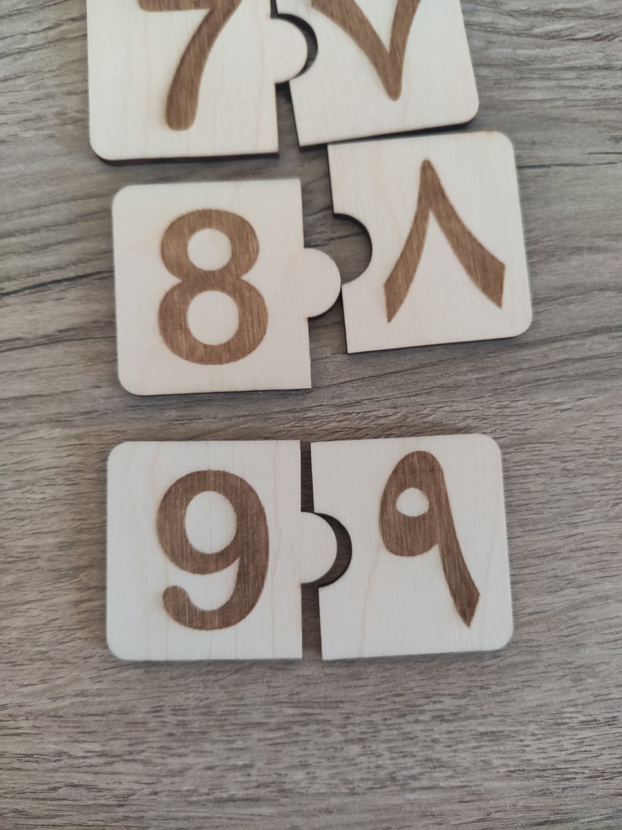 Arapça Sayılar Eşleştirme Ahşap Puzzle (0-9)